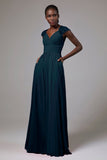 A-Line Floor Length Chiffon Bridesmaid Dress