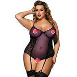 Sexy lingerie women's sexy plus size one-piece with steel bracket with garter nightdress