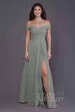 Sheath-Column Floor Length Chiffon Bridesmaid Dress