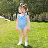 Bikini swimsuit blue striped family four-piece Love parent-child swimsuit