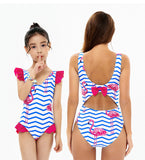 New parent-child swimsuit printed one-piece bikini large, medium and small girls swimsuit