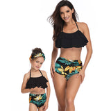 Parent-child swimsuit printed high waist bikini flounced mother and daughter swimsuit for Mom and Me