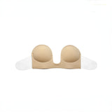 One-piece deep U-shaped Bra beauty back and push up silicone breathable