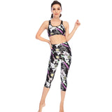 Workout clothes printed tights yoga clothes sports top bra