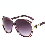 Fashion large rim four-leaf clover metal sunglasses