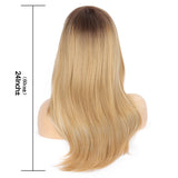 Wig female gradient color high temperature silk long straight hair air bangs layered chemical fiber wig headset wigs