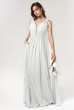 A-Line Floor Length Chiffon Bridesmaid Dress