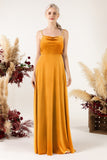 A-Line Sweep-Brush Train Velvet Bridesmaid Dress