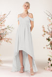 Asymmetrical Sweep Train Chiffon Bridesmaid Dress