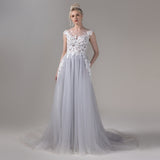 A-Line Court Train Lace Tulle Wedding Dress CW2811